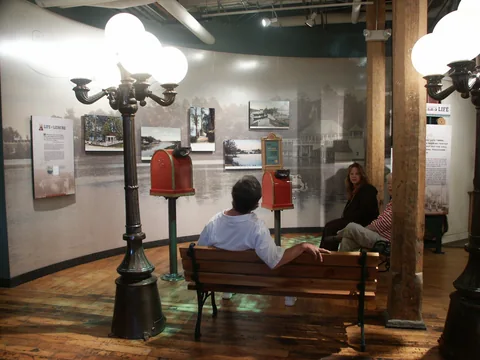 Visitors and viewing stations in Augusta Canal Museum