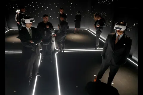 Visitors in the virtual-reality room at TIME’s The March